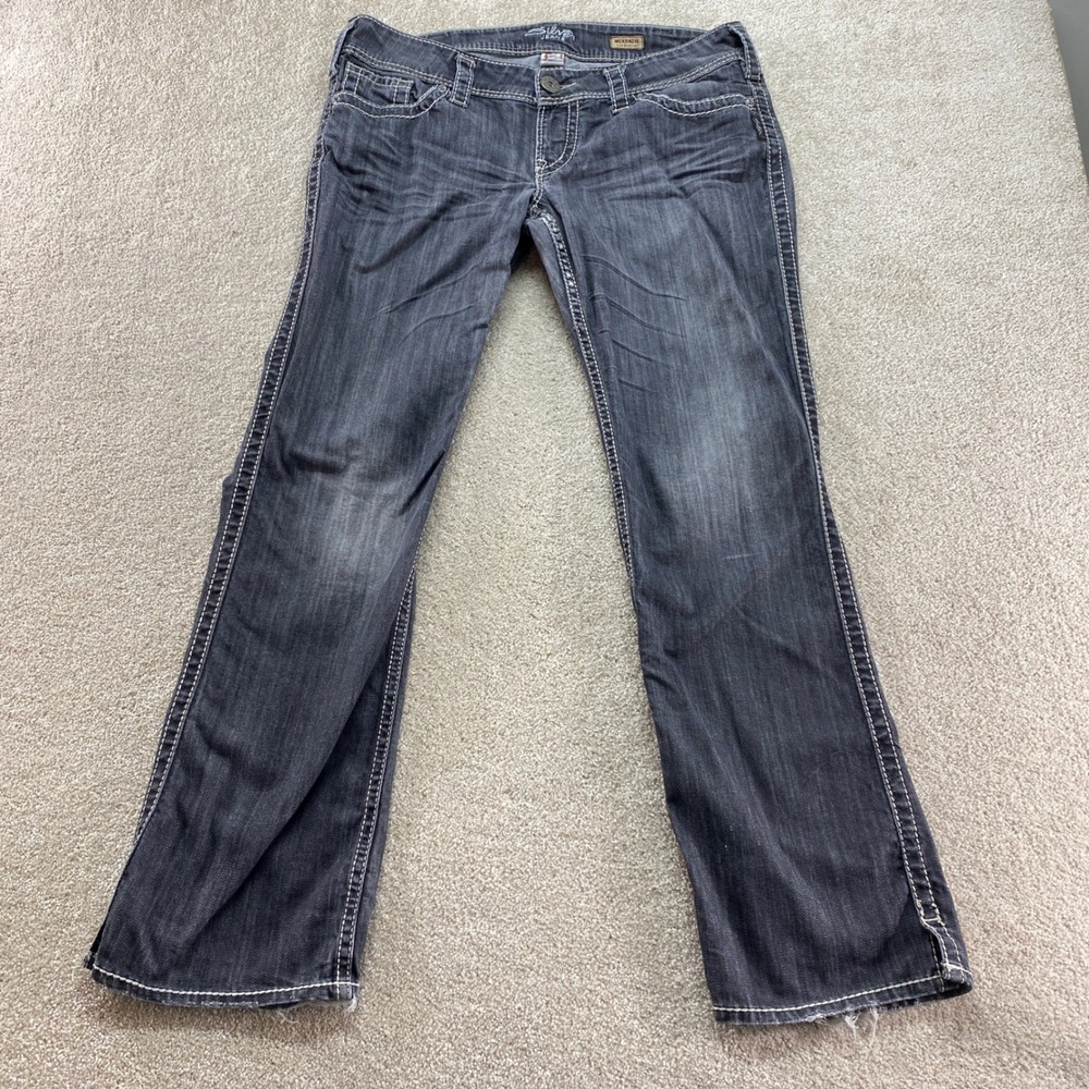 Silver Jeans McKenzie Jeans Women 34x32 Black Slim Bootcut Contrast Stitch